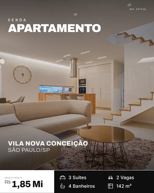 Criativo de feed gerado pelo Imobip no template Arquitetural: Apartamento &middot; Vila Nova Concei&ccedil;&atilde;o
