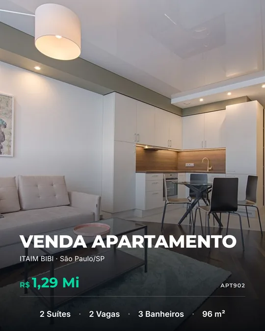 Criativo de feed gerado pelo Imobip no template Minimalista: Apartamento &middot; Itaim Bibi