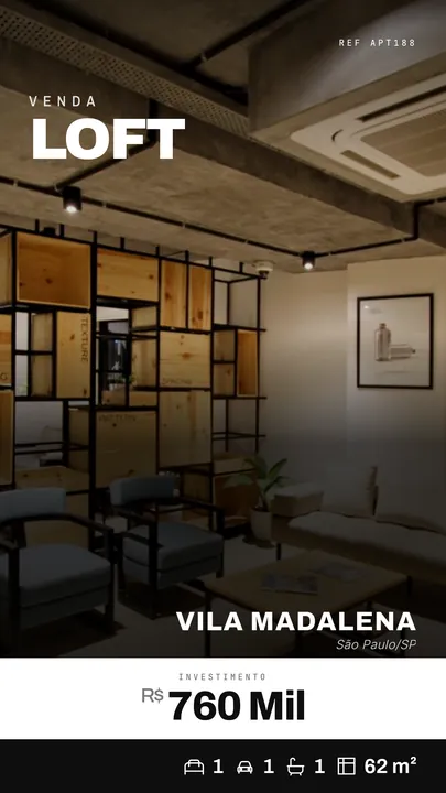 Criativo de story gerado pelo Imobip no template Arquitetural: Loft &middot; Vila Madalena