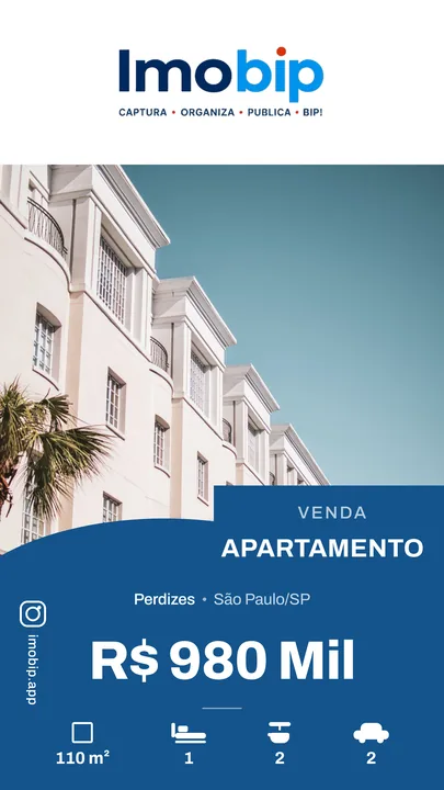 Criativo de story gerado pelo Imobip no template Onda: Apartamento &middot; Perdizes